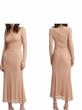 Bardot Blush Lace Long-Sleeve Maxi Dress